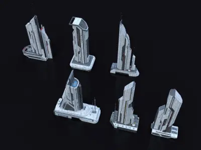 Scifi Building  futuristic Building Kitbash Bundle Vol 1 3D model