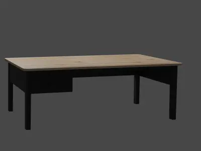 A dark-colored desk with a light top 3D model