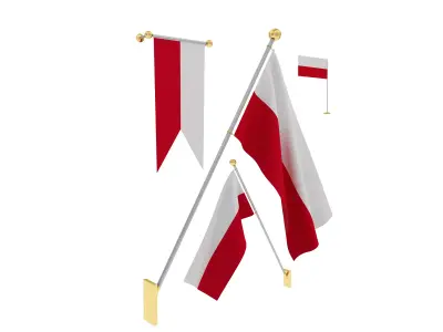 Flags of Poland 3D model