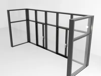 Panoramic windows Door Entrance 6 Low-poly 3D model