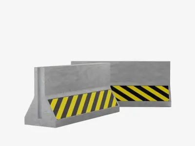 Concrete Barrier Low-poly 3D model 14