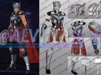 Thor Jane Foster Armor - DIY Cosplay Pepakura Foam Template Low-poly 3D model