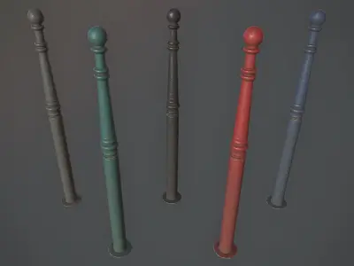 Barrier Bollard Pack 1 v2 Five Color Options Low-poly 3D model