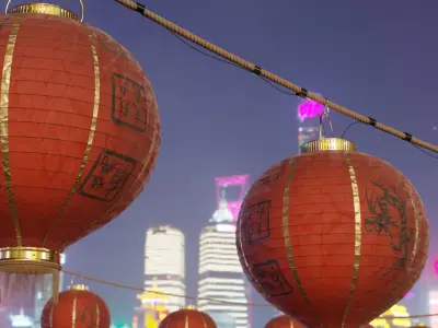 Cyberpunk Street Lights And Signs - 11 models 3D model