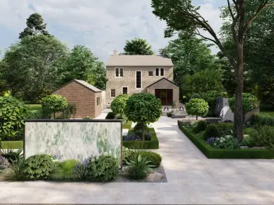 Garden Landscape 3D Model - SketchUp and Lumion Scene-Plan 3D model