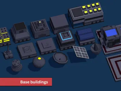Sci-Fi Base Pack - Stylized Low poly 3D Models Low-poly 3D model