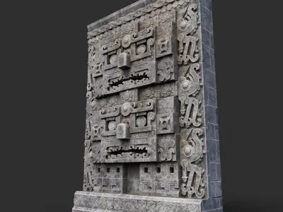 Low poly Mayan Inca Aztec Wall Modular Pack 210616 Low-poly 3D model