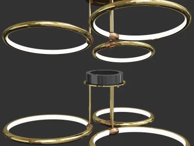 Metal Ring Shaped Suspended Lighting  Low-poly 3D model