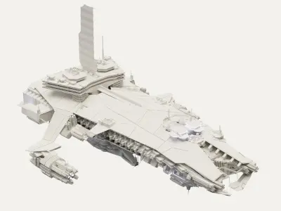 Spaceship Cruiser heavy detailed scifi 3D  3D model