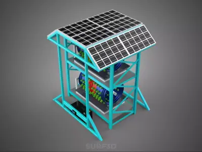 TOWER POWERED SOLAR PANEL PV ROTARY HYDROPONIC GARDEN PLANT FARM 3D model