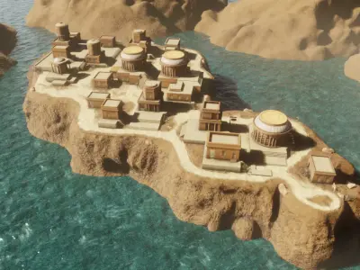 Ancient Cliffside City 3D model