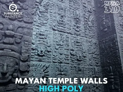 High poly Black Mayan Temple Wall 230719 3D model