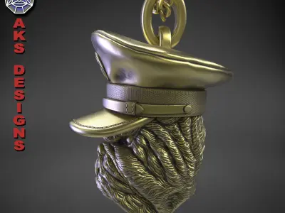 Animal Pendant jewelry Army captain bulldog v151 3D print model
