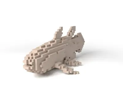 Coelacanth Minecraft Voxel Low-poly 3D model