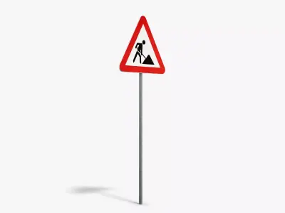 Road Work Sign Low-poly 3D model