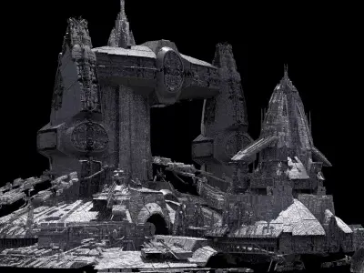 Jupiter Space station Kitbash 3 3D model