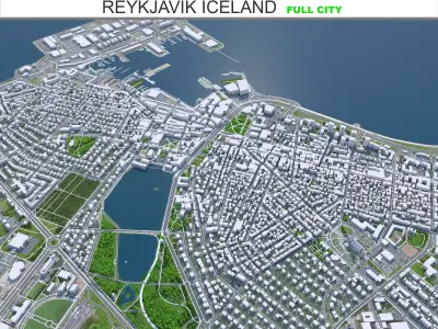 Reykjavik City Iceland Low-poly 3D model