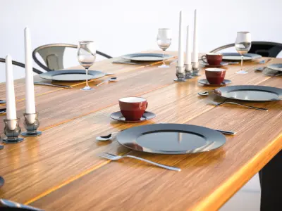 Big set of restaurant of restaurant tables 3D model