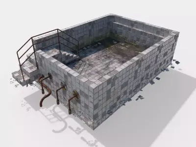 Old Worn Swimming Pool 3D model