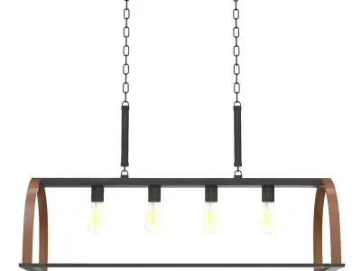 Trestle 4 Light 33 inch Gilded Iron Island Pendant Ceiling Light 3D model