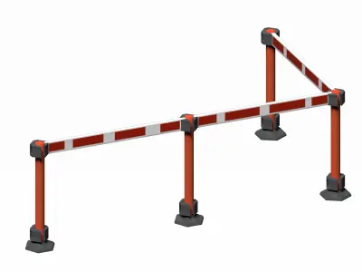 Red strip crowd barrier  Low-poly 3D model