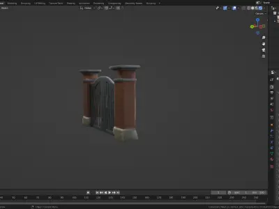 Low Poly Brick Fence gate 2 Low-poly 3D model