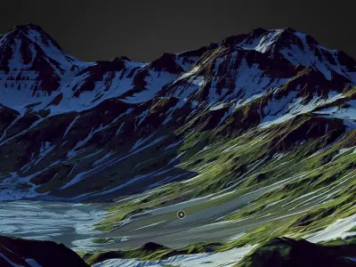 Melting Mountain Lake - World Machine Low-poly 3D model