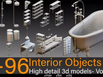 96 Interior Objects- Vol 02- High detail 3d models 3D model