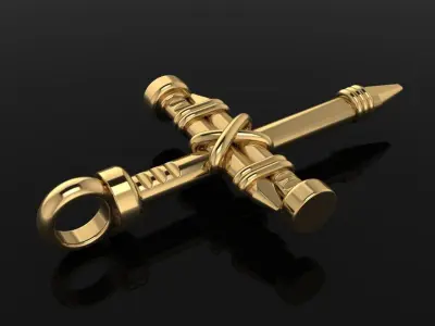 Rustic style Nail Cross Pendant Mid Size 3D print model