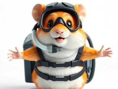 Hamster Explorer with Gear  Rigged and Animated Low-poly 3D model