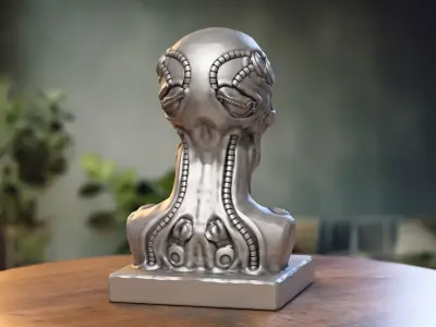 Skull robot demon dragon bust Cyborg skull dragon  3D print model