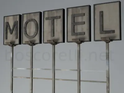 Old Motel Sign Standing Horizontal v1 3D model