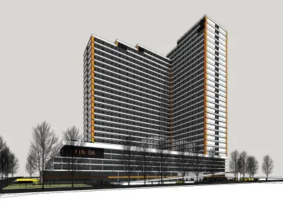 SU model of modern style Xinda community apartment building 3D model