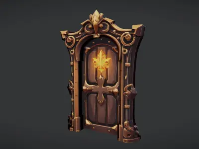 ornate wooden door 3D model