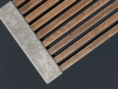 Modern Outdoor Bench 36 PBR Game Ready Low-poly 3D model