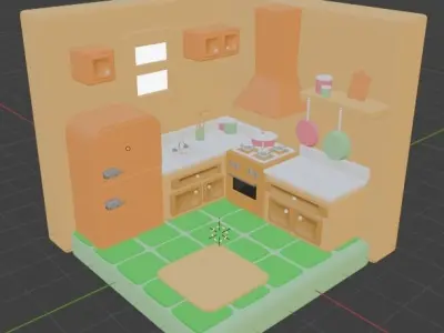 Low Poly Kitchen 3D model