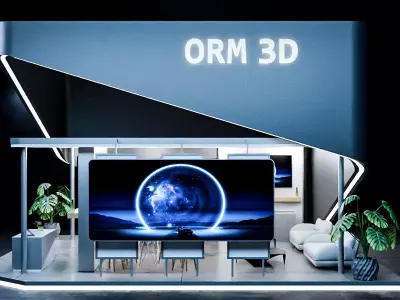 Futuristic Exhibition Booth Design Modern Minimal Setup 3D model