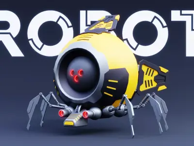 Futuristic Spider Drone - Stylized Sci-Fi Robot 3D Model Low-poly 3D model