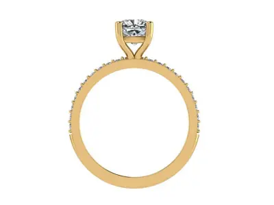 Ring132 gold engagement ring with cushion cut diamond 3D print model