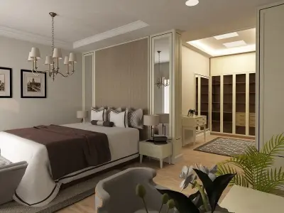 Bedroom with wardrobe 3D model