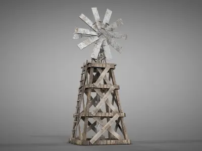 Old Windmill Low-poly 3D model