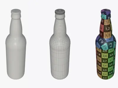 Beer bottle brown 02 3D model