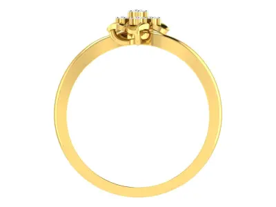 Light Weight Yellow Gold Diamond Ring  -R-4187  3D print model