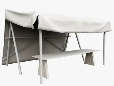 Market Stall Cotton Low-poly 3D model