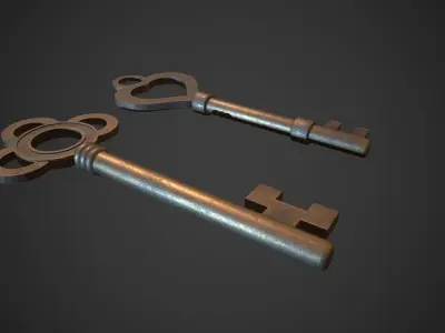 Vintage Bronze Keys Low-poly 3D model