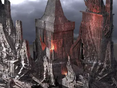 Ancient Stone Wraith Towers 5 3D model