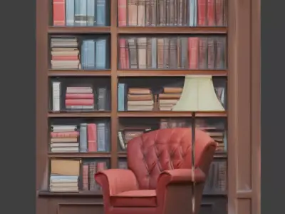 Tiny Library Corner 3D Model v03 Low-poly 3D model