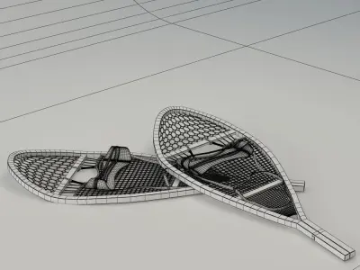 Snowshoes two wooden 3D model