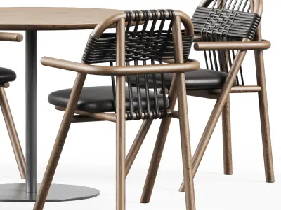  Fix Table by Ton and Dining Armchair 02 C by Very Wood 3D model