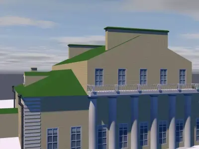 Manor house with roof Low-poly 3D model